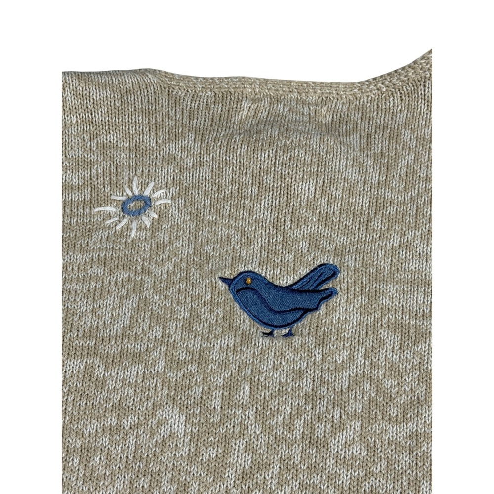 Y2K Christopher & Banks Vtg 2001 Blue Bird Embroidered Cardigan Sweater Large - Picture 9 of 13